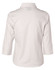 A ladies' long sleeve button-up shirt in white with light stripes, featuring a collared back and three-quarter sleeves.