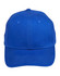 A bright blue heavy brushed cotton cap featuring a logo on the front.