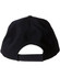 A black cap featuring a rear adjustable strap and ventilation holes. It has a branding logo.