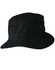 A black soft washed bucket hat with a wide brim and a subtle logo detail.