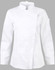 A white ladies' functional chef jacket with a mandarin collar and a sleeve pocket. Features include a stylish asymmetric design.