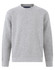A grey crewneck fleece jumper featuring long sleeves and a simple design. It has a branding logo.