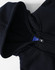 A black men's full-zip fleecy hoodie featuring a hood and zip closure, with a logo on the inside.