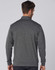 A dark grey men's half zip long-sleeve sweat top with a simple design and branding on the back.