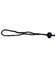A black chin strap break-away clip with a looped end and a bead for adjustment.