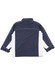 A 3-in-1 men's jacket in navy and white, featuring a back view with a logo and contrasting panels.