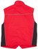 A red and black men's 3-in-1 jacket with reflective detailing and no sleeves. Features a logo on the back.