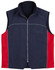 A navy and red men's 3-in-1 jacket featuring a zip front and sleeveless design. It has a logo on the chest.