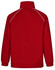 A red track jacket with a high collar and contrasting white piping. It has a plain back design.