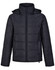 A unisex sustainable seamless parka jacket in black, featuring a zip front and a hood, with a subtle logo.