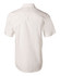 A short sleeve button-up shirt in white, featuring a back yoke and a logo.