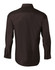 A dark brown men's long sleeve button-up shirt featuring a classic collar and buttoned cuffs.