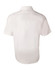 A white short-sleeved button-up shirt featuring a plain back design and a collar. Includes a logo.
