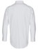 A white long-sleeved button-up shirt with a collar and cuffed sleeves, featuring a logo.