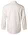 A white long sleeve button-up shirt featuring a mini herringbone pattern and a back yoke for structure.