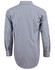 A men's long-sleeve shirt featuring a navy and white gingham check pattern, with roll-up sleeves and a logo.