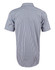 A short-sleeve men's shirt featuring a navy and white gingham check pattern, with a back view showing the shirt's design.