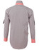 A men's long-sleeve button-up shirt in black and white gingham check with orange accents on the cuffs and collar.