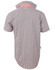 A short-sleeved men's shirt featuring a black and white gingham check pattern, with a contrasting collar and a logo.