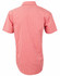 A short-sleeve men's button-up shirt in red and white gingham check pattern with a collar and logo.