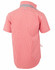 A short-sleeved men's button-up shirt in red and white gingham check pattern, featuring a collar and a logo.