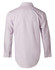 A light purple button-up shirt with long sleeves, featuring a mini check pattern and a logo.