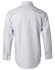 A light blue long-sleeve button-up shirt with a classic collar and a logo on the back.