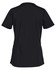 A black ladies' short sleeve scrub top with a simple, solid design and a logo at the back.