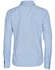 A light blue women's long-sleeve button-up shirt featuring a back yoke and cuffs. Includes a logo.