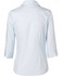 A light blue women's self-stripe button-up shirt with 3/4 sleeves, featuring a back view and a collar.