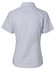 A light blue short-sleeve button-up shirt with fine stripes. The back features a classic collar and has a logo.