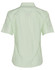 A light green button-up shirt with short sleeves and a striped pattern, featuring a logo on the back.