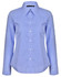 A blue and white gingham check long-sleeve button-up shirt with roll-up sleeve option and a collar.
