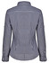 A women's long-sleeve button-up shirt in navy and white gingham check pattern, featuring a roll-up sleeve design and a logo.