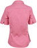 A short-sleeved women's button-up shirt in a red and white gingham check pattern, featuring a back view.