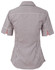 A black and white gingham check short-sleeve button-up shirt featuring a fitted design and a logo.