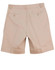 Beige men's chino shorts featuring two back pockets and belt loops. The shorts have a clean, tailored look.