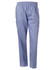Unisex scrub pants in light blue, featuring an elastic waistband and pockets for added convenience.