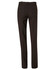 Women's low rise pants in dark brown poly/viscose stretch, featuring a tailored design with back pockets and belt loops.