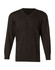 A dark charcoal V-neck long sleeve sweater made from 100% Merino wool, featuring fitted cuffs and a logo.