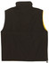 A unisex reversible vest in black with a yellow interior, featuring a high collar and no sleeves.