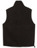 A unisex reversible vest in black, featuring a collar and a smooth finish, with a logo present.