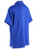 A unisex polo shirt in bright blue, featuring short sleeves and a collar, with branding on the chest.