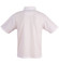A white unisex traditional polo shirt with short sleeves and a collar. The back view displays a simple design with a logo.