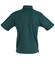 A unisex traditional polo shirt in dark green, featuring a collar and short sleeves, with a logo on the back.
