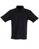 A black children's traditional polo shirt with a collar and short sleeves, featuring buttons and a small logo.