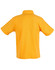 A yellow children's traditional polo shirt with a collar and short sleeves, featuring a logo.
