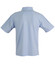 A light blue children's traditional polo shirt with a collar and short sleeves. It has a logo on the back.