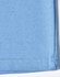 A blue traditional poly/cotton pique knit long sleeve polo shirt with a hem detail and a logo.