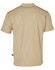 A beige short-sleeved polo shirt featuring a collar and a logo on the back. Designed as workwear.